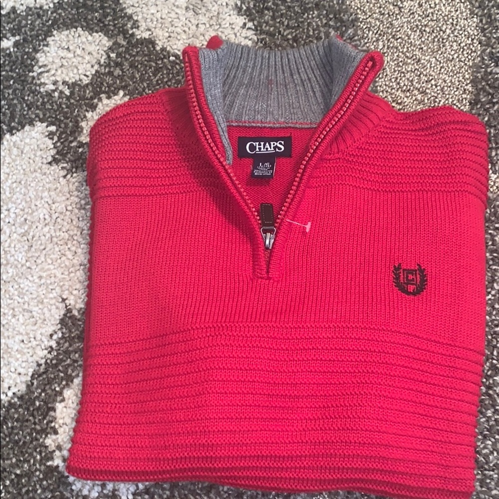 Chaps zipper pull red sweater